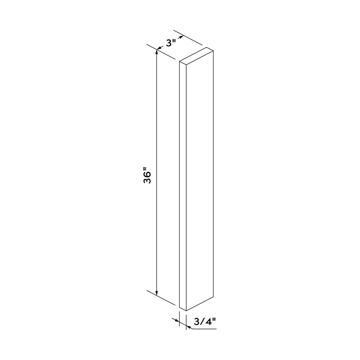 Craft Cabinetry Recessed Panel Gray Stain 3"W x 36"H Wall Filler Image Specifications