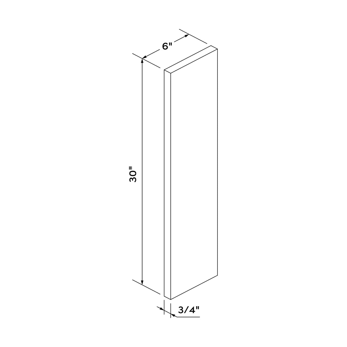 Craft Cabinetry Shaker Black 6"W x 30"H Wall Filler Image Specifications