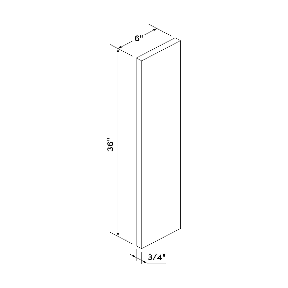 Craft Cabinetry Recessed Panel Gray Stain 6"W x 36"H Wall Filler Image Specifications