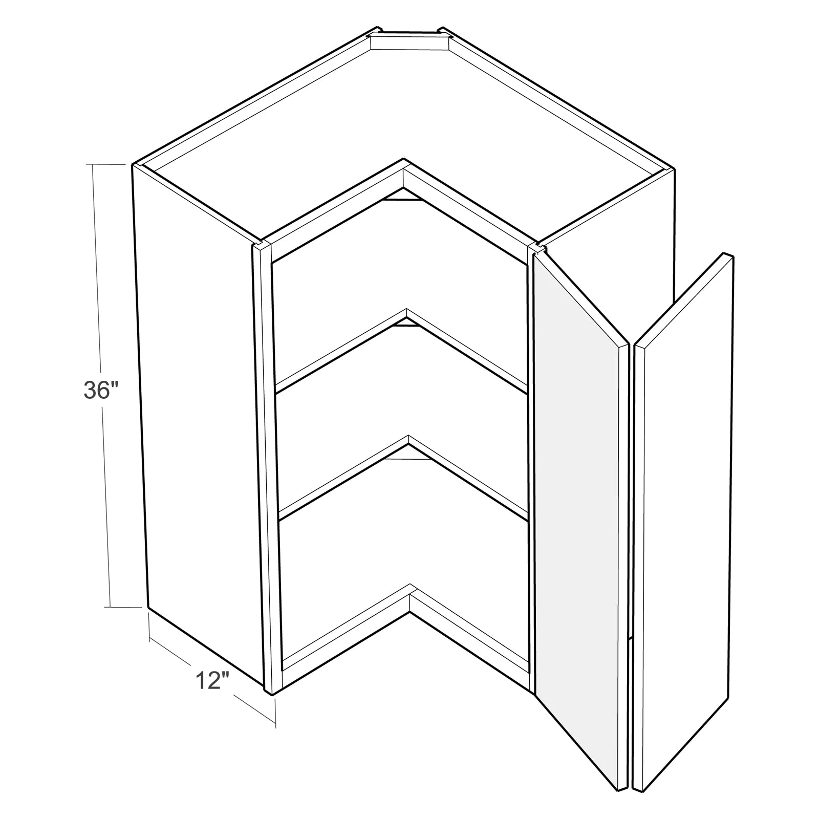 Fabuwood Allure Luna Dove 24"W x 36"H Wall Pie Cut Corner Cabinet Photo
