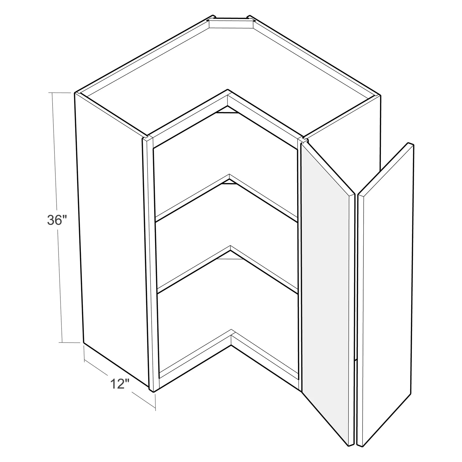 Fabuwood Allure Galaxy Dove 24"W x 36"H Wall Pie Cut Corner Cabinet Photo