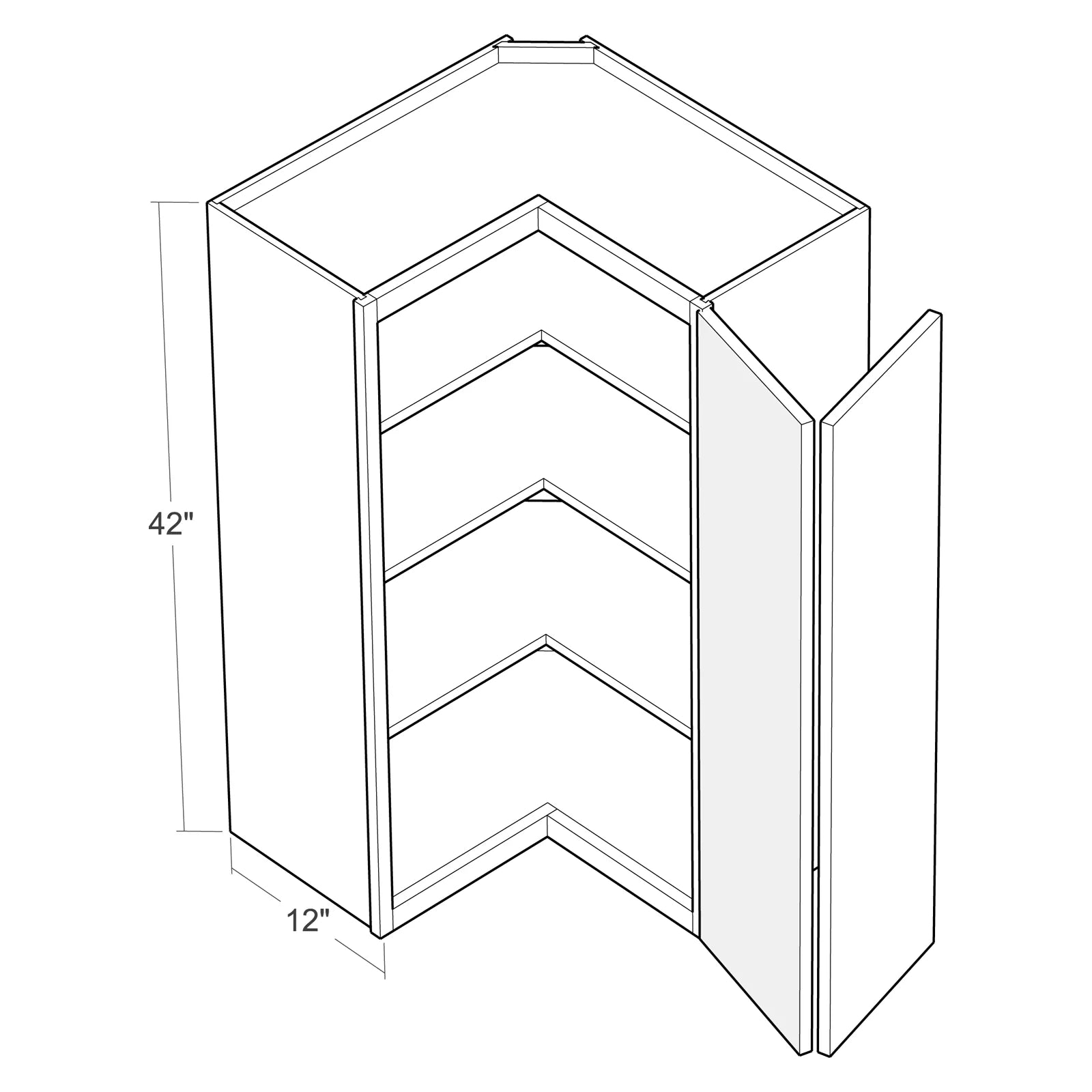 Fabuwood Allure Galaxy Dove 24"W x 42"H Wall Pie Cut Corner Cabinet Photo