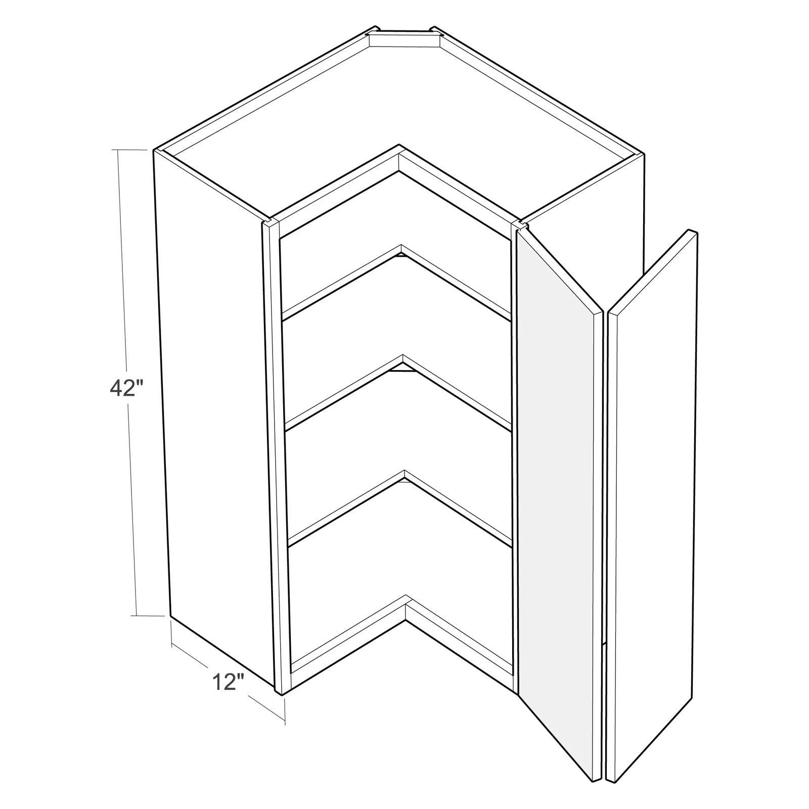 Fabuwood Allure Galaxy Horizon 24"W x 42"H Wall Pie Cut Corner Cabinet Photo