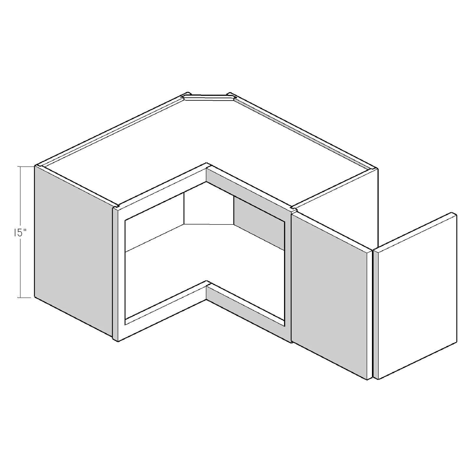 Fabuwood Allure Galaxy Dove 24"W x 15"H Wall Pie Cut Corner Cabinet Photo
