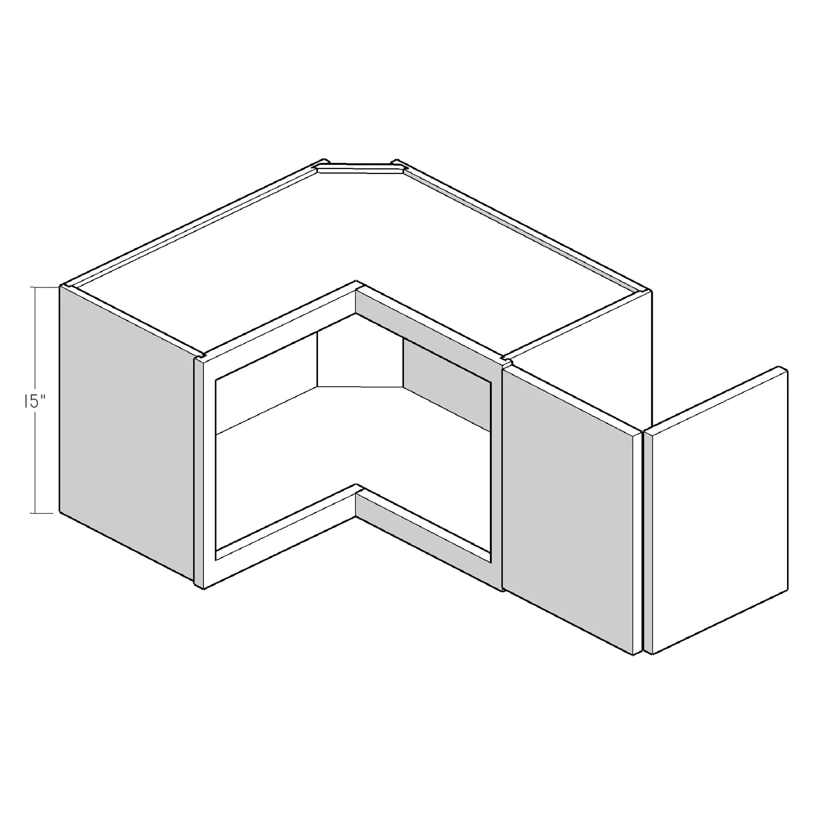 Fabuwood Allure Luna Kona 24"W x 15"H Wall Pie Cut Corner Cabinet Photo