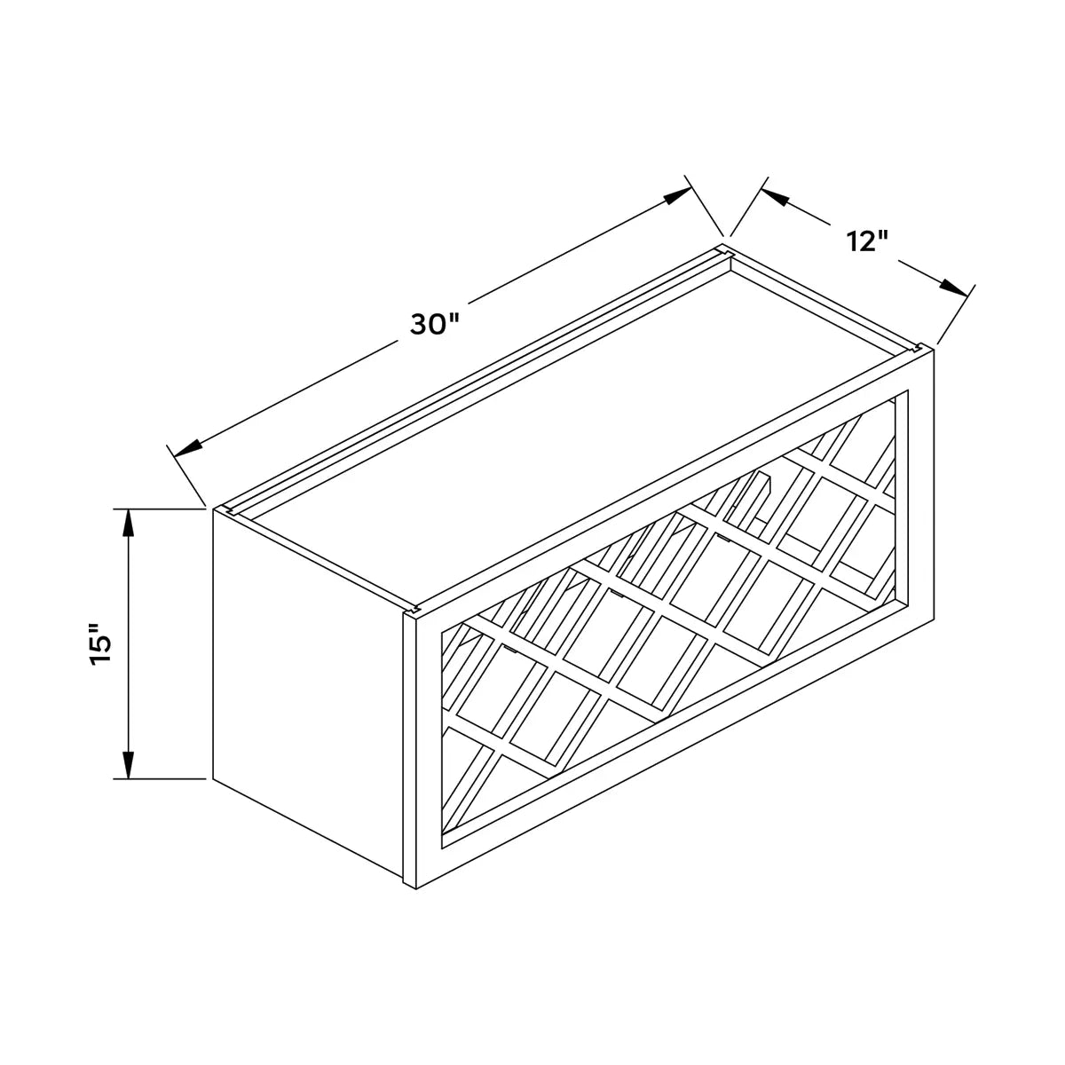 Craft Cabinetry Shaker Black 30”W x 15”H Wine Rack Wall Cabinet Image Specifications